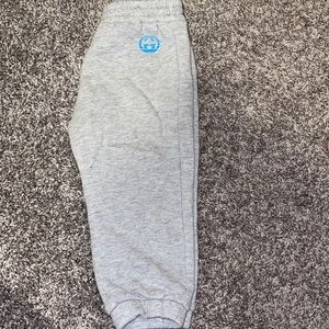 Gucci Kids Gray Joggers with Blue Emblem